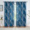 Tree Print Yellow Grey and White Curtains for Living Room Windows - Linen Textured Grommet Branches Pattern Window Treatment Set for Bedroom - 50" W x 96" L - (2 Panels)