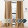 Faux Linen Curtains 90 inches Long for Doorway, Pinch Pleated Thick Room Darkening Window Treatments Noise Reducing Privacy for Living Room/Bedroom, Natural, W34 x L90, 2 Panels