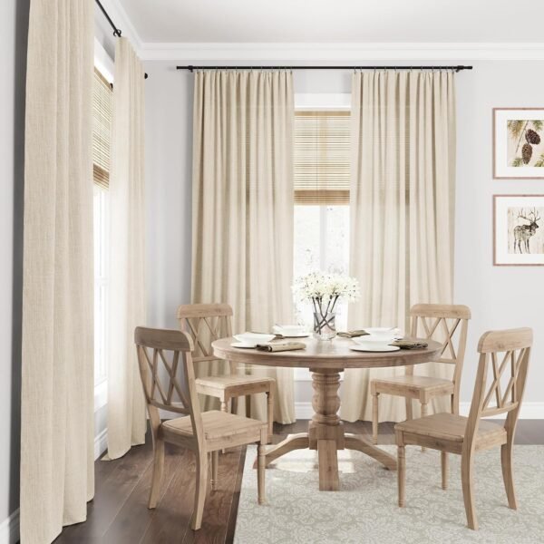 Linen Curtains 108 Inch Length for Living Room Bedroom 2 Panels Set Rod Pocket Light Filtering Semi Sheer Window Curtains 40 Inch Width Boho Farmhouse Linen Drapes Flax Beige Linen, W40xL108