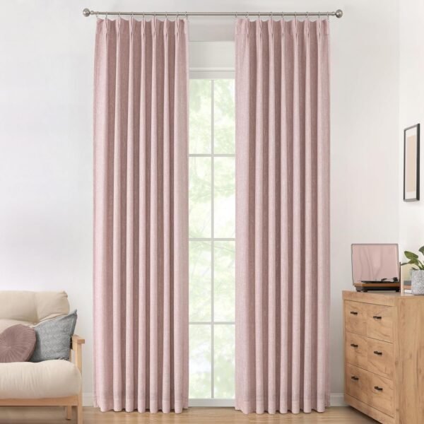 Natural Full Blackout Curtains Linen Blended Darkening Window Curtains 84 inch for Living Room Bedroom Thermal Insulated Pinch Pleat Drapes with Hooks 2 Panel 40"Wx84"L