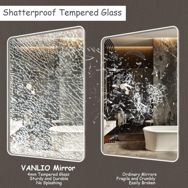 20x30 Silver Bathroom Mirror, Silver Wall Mirror for Vanity, Brushed Metal Framed Rectangle Mirror, Anti-Rust, Brushed Nickel,Shatterproof, Round Corners(Horizontally/Vertically)