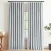 Natural Full Blackout Curtains Linen Blended Darkening Window Curtains 84 inch for Living Room Bedroom Thermal Insulated Pinch Pleat Drapes with Hooks 2 Panel 40"Wx84"L