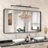 22x30 Inch Bronze Bathroom Mirror for Vanity, Brushed Bronze Metal Frame Mirror for Wall, Rounded Rectangle Bronze Frame Mirror with Tempered Glass, Anti-Rust (Horizontal/Vertical)