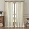 Pleated Linen Curtains 96 Inches Long for Living Room 2 Panel Set, Semi Sheer Pinch Pleat Back Tab Drapes with Hooks Neutral Boho Light Filtering Curtain for Bedroom Window 8 Ft W38xL96