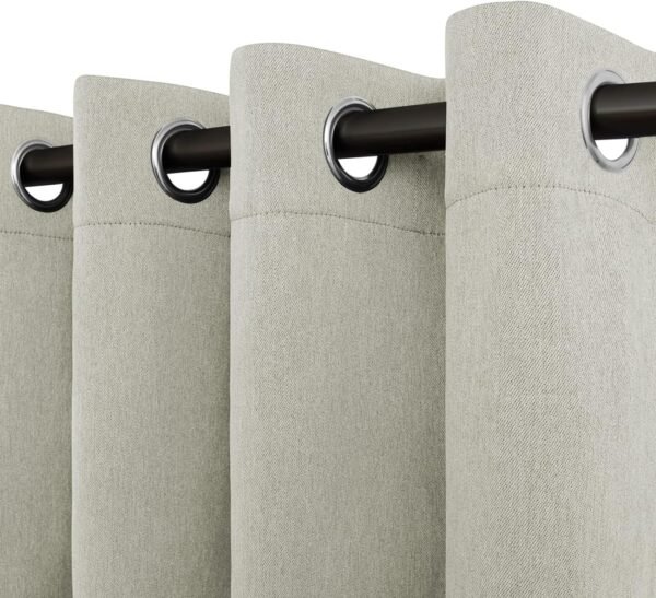 Linen Textured 100% Blackout Curtain 100x96 Inch Extra Wide Patio Sliding Door Curtain Solid Thermal Insulated Room Curtain for Bedroom, Living Room (1 Panel, White)