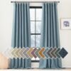 Faux Linen Curtains 90 inches Long for Doorway, Pinch Pleated Thick Room Darkening Window Treatments Noise Reducing Privacy for Living Room/Bedroom, Natural, W34 x L90, 2 Panels