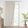 Natural Full Blackout Curtains Linen Blended Darkening Window Curtains 84 inch for Living Room Bedroom Thermal Insulated Pinch Pleat Drapes with Hooks 2 Panel 40"Wx84"L