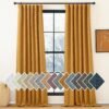 Faux Linen Curtains 90 inches Long for Doorway, Pinch Pleated Thick Room Darkening Window Treatments Noise Reducing Privacy for Living Room/Bedroom, Natural, W34 x L90, 2 Panels