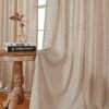 Linen Curtains 2 Panel Set,Light Filtering, Ivory on Linen Curtains 96 Inch Curtains for Living Room, Cream Drapes 96 Inches Long Rod Pocket Back Tab Curtains (96" L x 52" W)