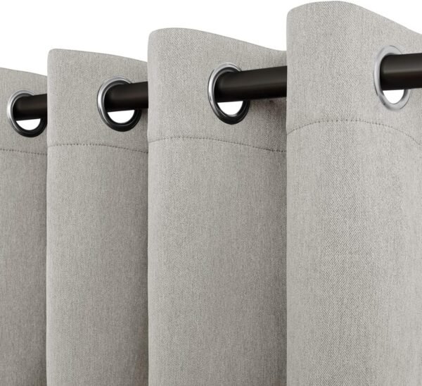 Linen Textured 100% Blackout Curtain 100x96 Inch Extra Wide Patio Sliding Door Curtain Solid Thermal Insulated Room Curtain for Bedroom, Living Room (1 Panel, White)