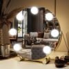 13 Inch Vanity Mirror with Lights, LED Makeup Mirror for Bedroom Makeup, Light up Mirror Smart Touch Control 3 Colors Dimmable, 360 Rotation (White)