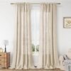 Linen Curtains 108 Inch Length for Living Room Bedroom 2 Panels Set Rod Pocket Light Filtering Semi Sheer Window Curtains 40 Inch Width Boho Farmhouse Linen Drapes Flax Beige Linen, W40xL108