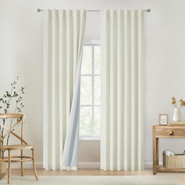 Chambray Blue Full Blackout Curtains 84 inch for Bedroom Living Room Darkening Soundproof Window Panels Thermal Insulated Rod Pocket Back Tab Grayish Blue Drapes 2 Panels 50" Wx84 L