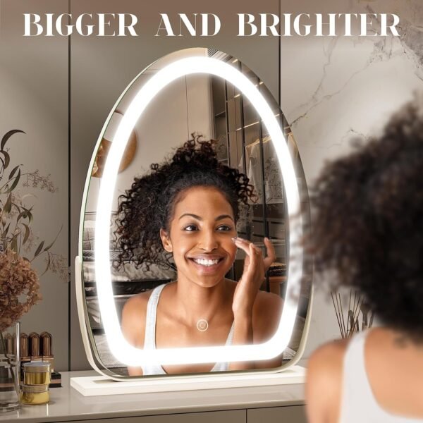 Vanity Mirror with Lights, 17x13 inch LED Lighted Makeup Mirror, Large Makeup Mirror with Lights, Touch Sensor with 3-Color Lighting, Dimmable for Vanity Desk Tabletop, Bedroom