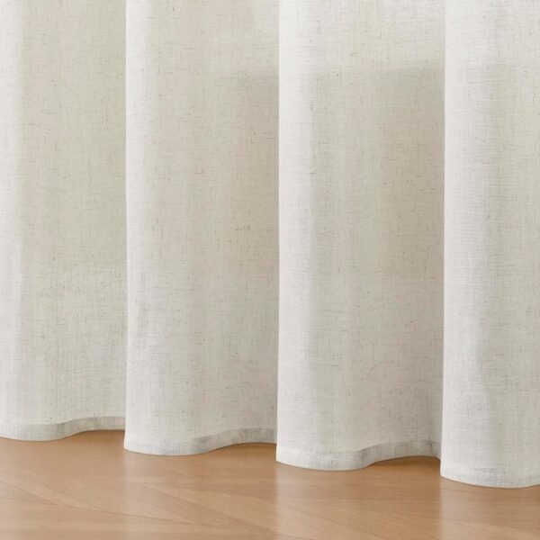 Linen Curtains for Living Room,Semi-Sheer Curtains 90 Inches Long,Living Room Curtains 2 Panel Sets,White Curtains Pinch Pleated Curtains & Drapes(W52 x L90 Inch, Off-White)