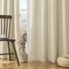 Linen Curtains 2 Panel Set,Light Filtering, Ivory on Linen Curtains 96 Inch Curtains for Living Room, Cream Drapes 96 Inches Long Rod Pocket Back Tab Curtains (96" L x 52" W)
