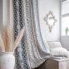 Geometric Semi-Blackout Window Curtains 2 Panels Boho Linen Room Darkening Curtains Tassels Rod Pocket Window Drapes for Bedroom Living Room(52" W x 63" L Pair, Cream)