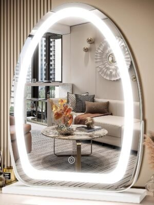 Vanity Mirror with Lights, 17x13 inch LED Lighted Makeup Mirror, Large Makeup Mirror with Lights, Touch Sensor with 3-Color Lighting, Dimmable for Vanity Desk Tabletop, Bedroom