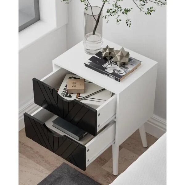 A small bedside table with two drawers, white bedside table, suitable for bedrooms and living rooms