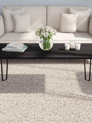 Lavish Home Coffee Table with Hairpin Legs - Modern Industrial Style Home Decor - Woodgrain-Look and Steel Accent Living Room Furniture (Black)