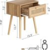 Bedroom Nightstands Wooden Night Stands with Rattan Weaving Drawer Home Bedside End Table for  Storage