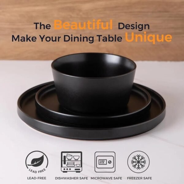 Ceramic Dinnerware Sets of 4, Modern Flat Stoneware Plates and Bowls Sets,Chip and Crack Resistant | Dishwasher & Microwave Safe