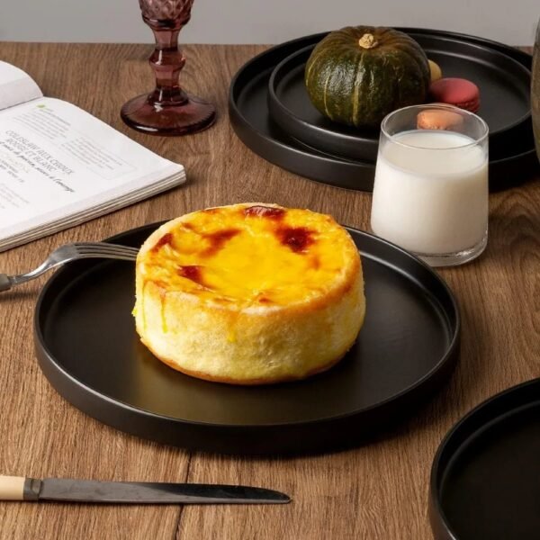 Ceramic Dinnerware Sets of 4, Modern Flat Stoneware Plates and Bowls Sets,Chip and Crack Resistant | Dishwasher & Microwave Safe