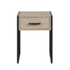 Industrial Bedroom Nightstand, 1 Drawer, Beige Oak