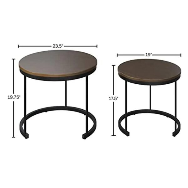 Industrial-Woodgrain-Round-Coffee-Table-Set-Nesting-End-Tables-Living-Room-Office-Craft-Display-Snack-Plate_b34e67cf-0911-4e95-a8f8-1d0a9b29781c.jpg Industrial Woodgrain Round Coffee Table Set Nesting End Tables Living Room Office Craft Display Snack Plate Spot Brown Walnut