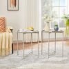 Metal Tray Sofa Side Tables Set of 2 Outdoor Indoor Snack Coffee Accent Living Room Waterproof Anti-Rust End Table Grey Decor