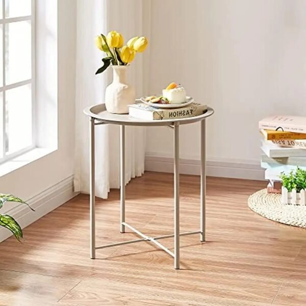 Metal Tray Sofa Side Tables Set of 2 Outdoor Indoor Snack Coffee Accent Living Room Waterproof Anti-Rust End Table Grey Decor