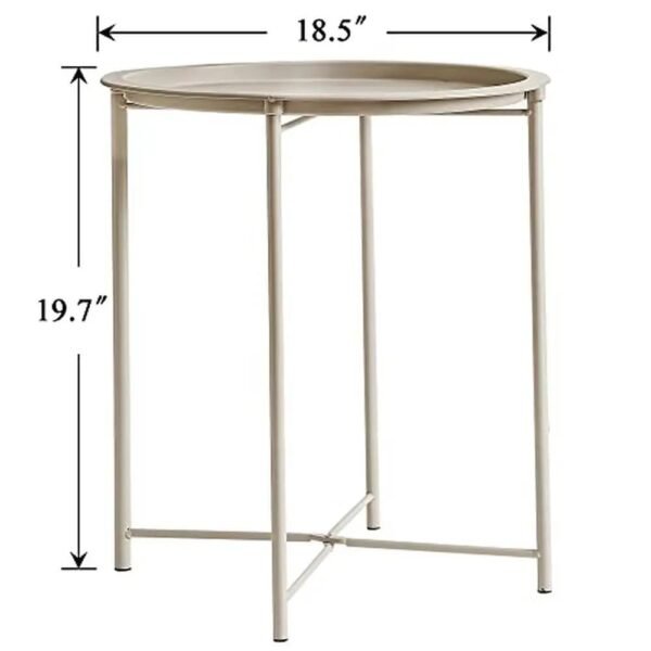 Metal Tray Sofa Side Tables Set of 2 Outdoor Indoor Snack Coffee Accent Living Room Waterproof Anti-Rust End Table Grey Decor