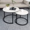 Round Nesting Coffee Table Circle Accent Tables for Small Spaces Side End Set of 2 Living Room Balcony Office