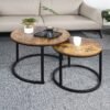 Round Nesting Coffee Table Circle Accent Tables for Small Spaces Side End Set of 2 Living Room Balcony Office