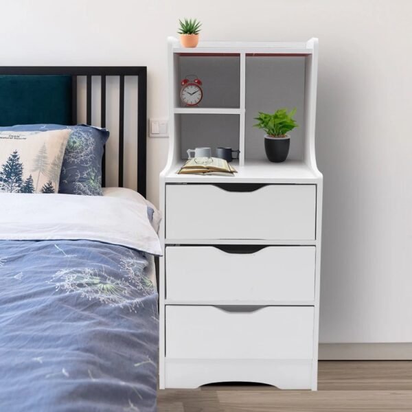Multifunction 33Inch Bedroom Storage Nightstand, Modern Bedside End Table with 3 Drawer