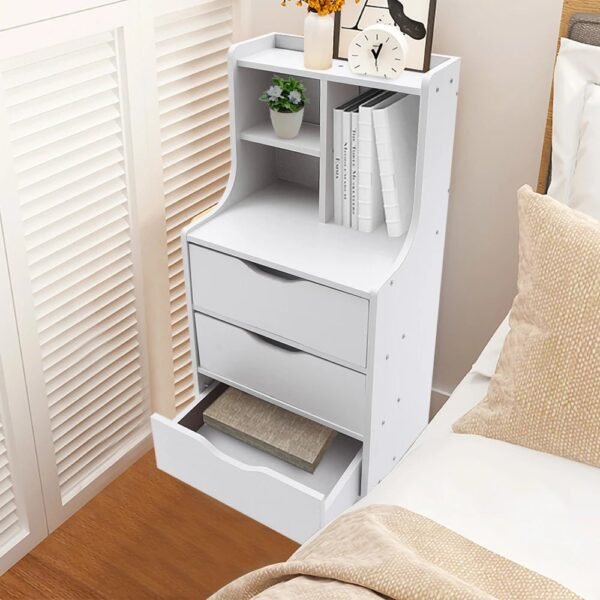 Multifunction 33Inch Bedroom Storage Nightstand, Modern Bedside End Table with 3 Drawer