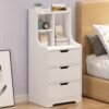 Multifunction 33Inch Bedroom Storage Nightstand, Modern Bedside End Table with 3 Drawer