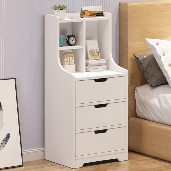 Multifunction 33Inch Bedroom Storage Nightstand, Modern Bedside End Table with 3 Drawer