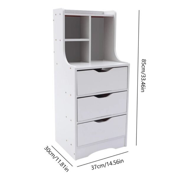 Multifunction 33Inch Bedroom Storage Nightstand, Modern Bedside End Table with 3 Drawer