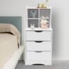 Multifunction 33Inch Bedroom Storage Nightstand, Modern Bedside End Table with 3 Drawer
