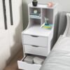 Multifunction 33Inch Bedroom Storage Nightstand, Modern Bedside End Table with 3 Drawer