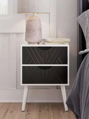 Nightstand,Small Bedside Table with Two Drawers,Bedside Furniture,Mid-Century Modern End Table with for Bedroom,Living Room