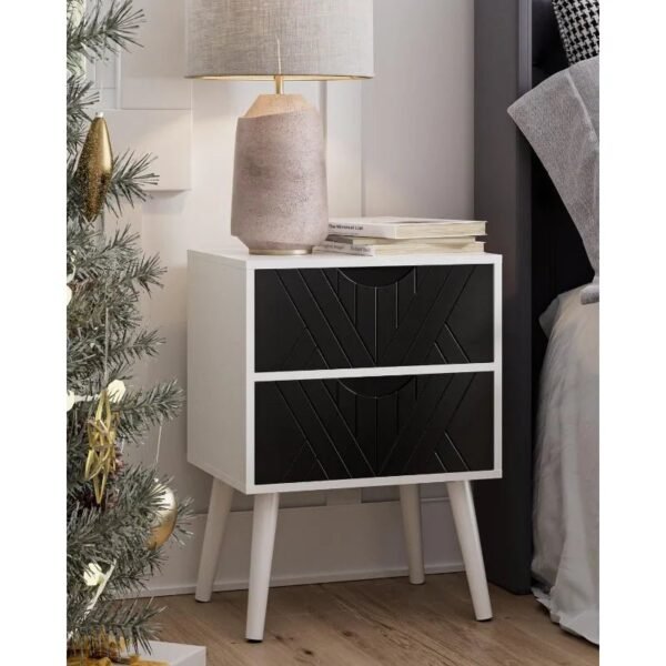 Nightstand,Small Bedside Table with Two Drawers,Bedside Furniture,Mid-Century Modern End Table with for Bedroom,Living Room