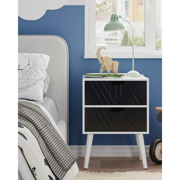 Nightstand,Small Bedside Table with Two Drawers,Bedside Furniture,Mid-Century Modern End Table with for Bedroom,Living Room