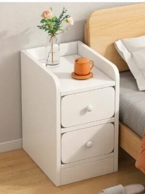 Nightstands 2 Drawers Storage Shelf, Modern End Tables Farmhouse Wood Bedside Table for Living Room and Bedroom Furniture