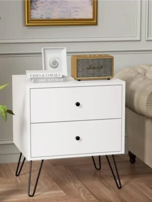 Nightstands，with 2 Storage Drawers Metal Legs Bedside Night Table for Storage in Bedroom, Stable Metal Frame，Nightstands