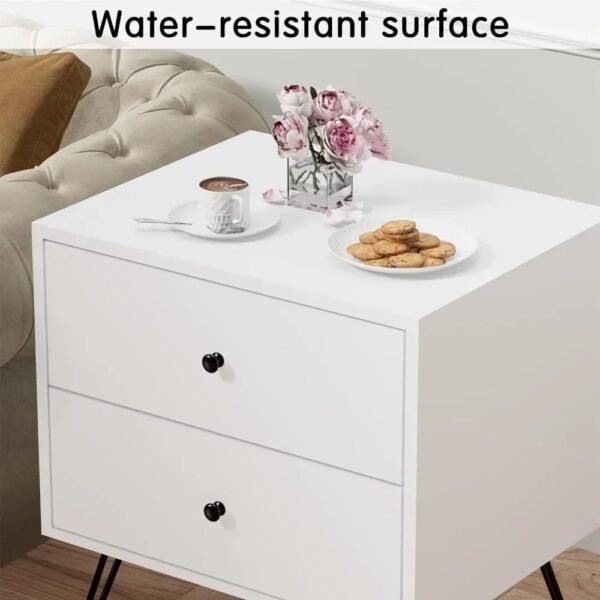 Nightstands，with 2 Storage Drawers Metal Legs Bedside Night Table for Storage in Bedroom, Stable Metal Frame，Nightstands