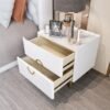 Nordic Bedroom Bedside Table Modern Narrow Rock Surface Nightstand 2 Drawers Wooden Bedroom Tables Night Stand