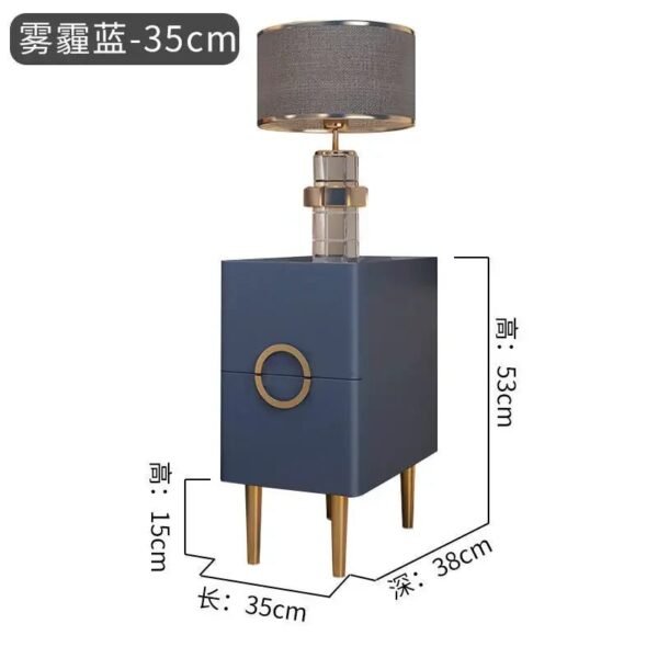 Nordic Bedroom Bedside Table Modern Narrow Rock Surface Nightstand 2 Drawers Wooden Bedroom Tables Night Stand