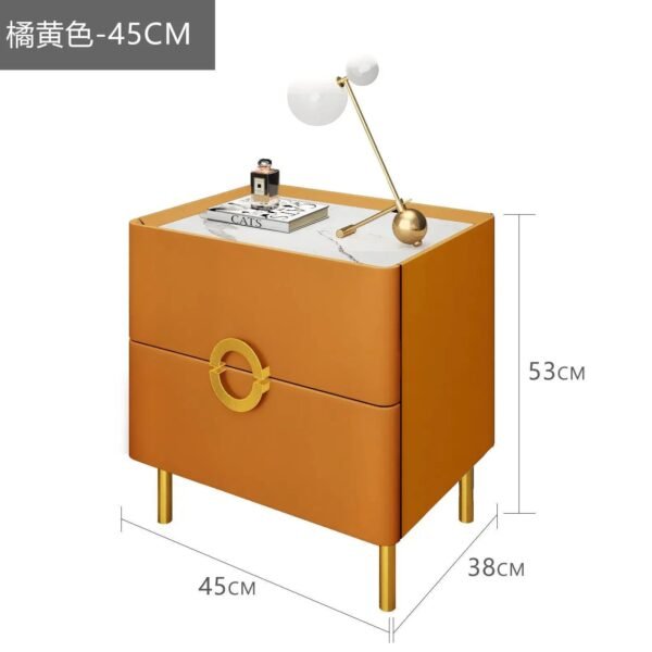 Nordic Bedroom Bedside Table Modern Narrow Rock Surface Nightstand 2 Drawers Wooden Bedroom Tables Night Stand